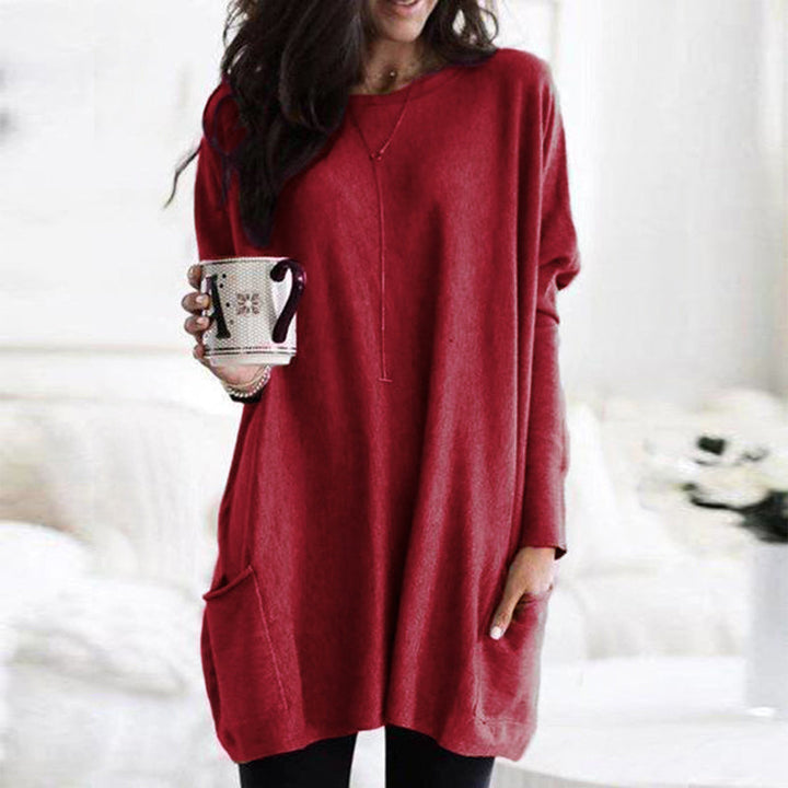 Hailey Thompson Relaxed Long Sleeve Round Neck Tunic Top