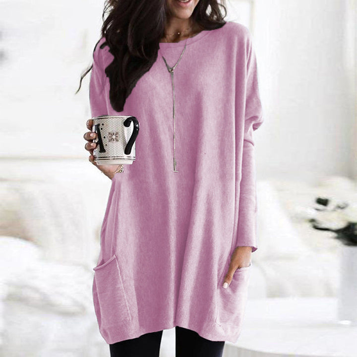 Hailey Thompson Relaxed Long Sleeve Round Neck Tunic Top