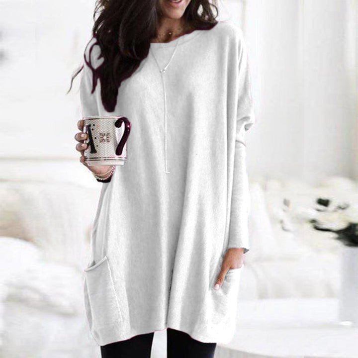 Hailey Thompson Relaxed Long Sleeve Round Neck Tunic Top