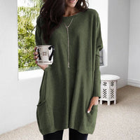 Hailey Thompson Relaxed Long Sleeve Round Neck Tunic Top