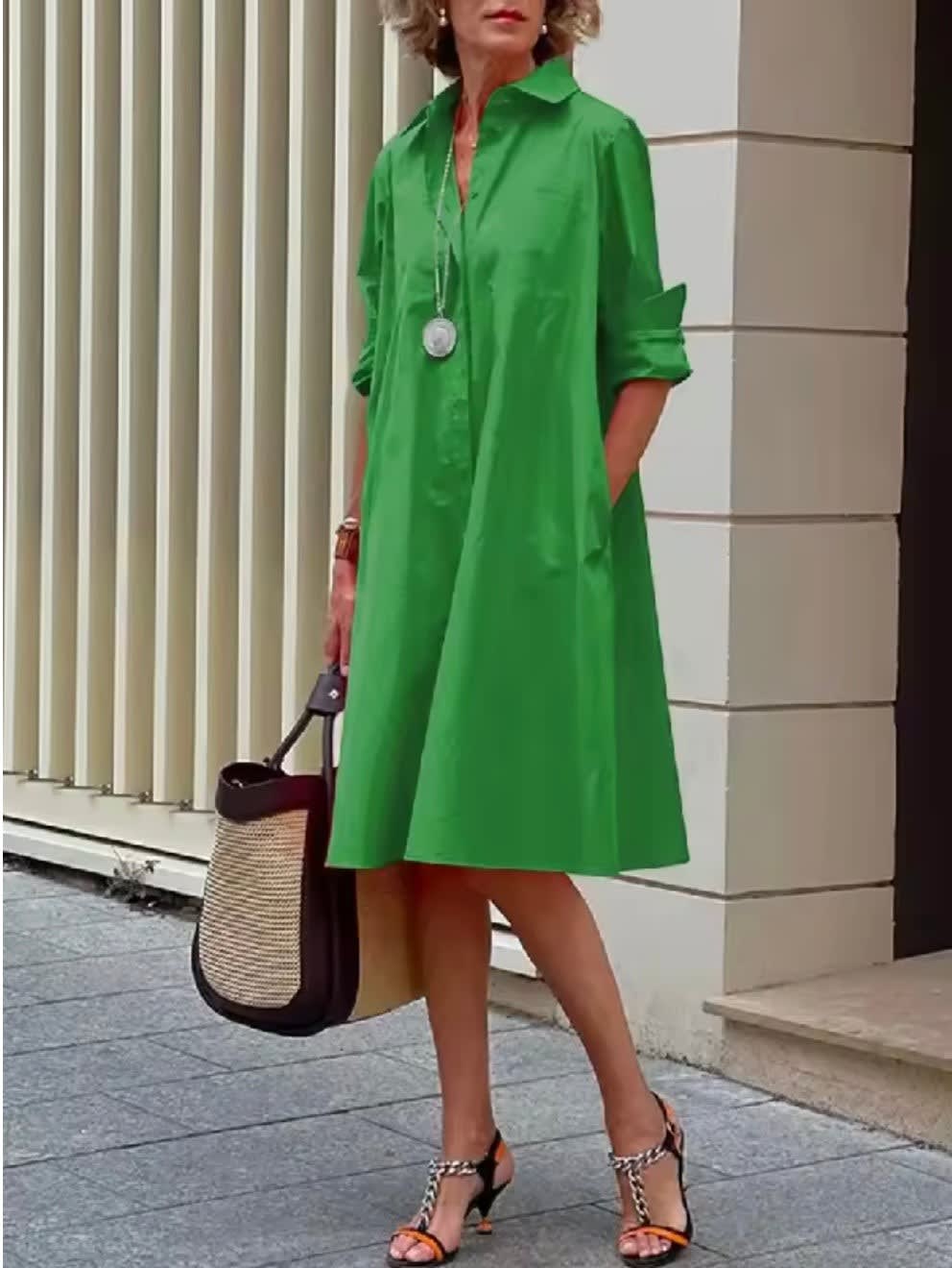 Gwendolen Cotton Blend Relaxed Midi Shirt Dress_1