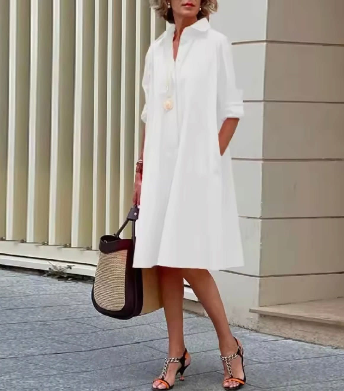 Gwendolen Cotton Blend Relaxed Midi Shirt Dress