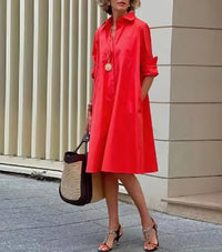 Gwendolen Cotton Blend Relaxed Midi Shirt Dress