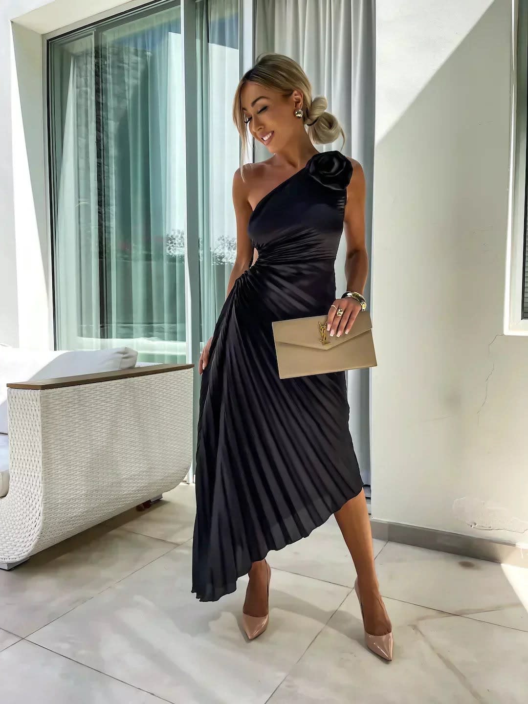 Briar Wedding Guest One-Shoulder Pleated Midi Dress_10