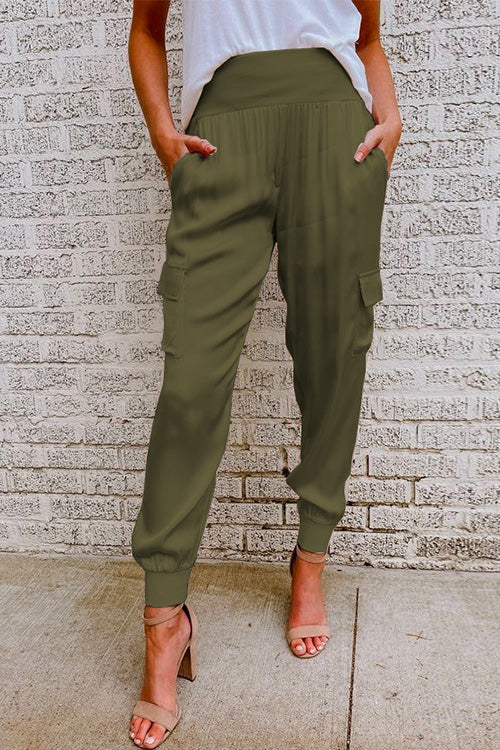 Jasmine Marshall High-Waist Cargo Jogger Pants Relaxed Fit