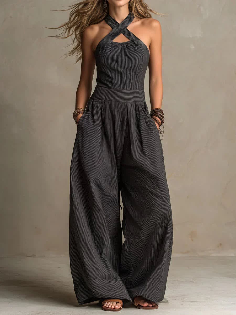 Milena Wide Leg Halter Jumpsuit
