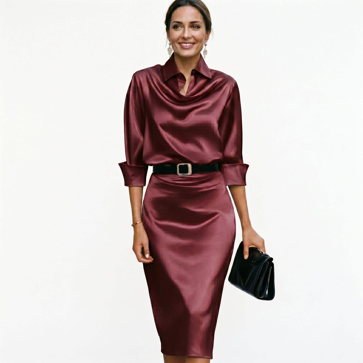 Charis Satin Cocktail Midi Dress