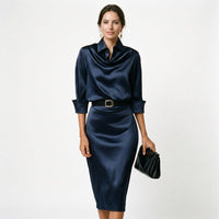Charis Satin Cocktail Midi Dress