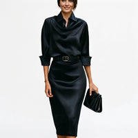 Charis Satin Cocktail Midi Dress