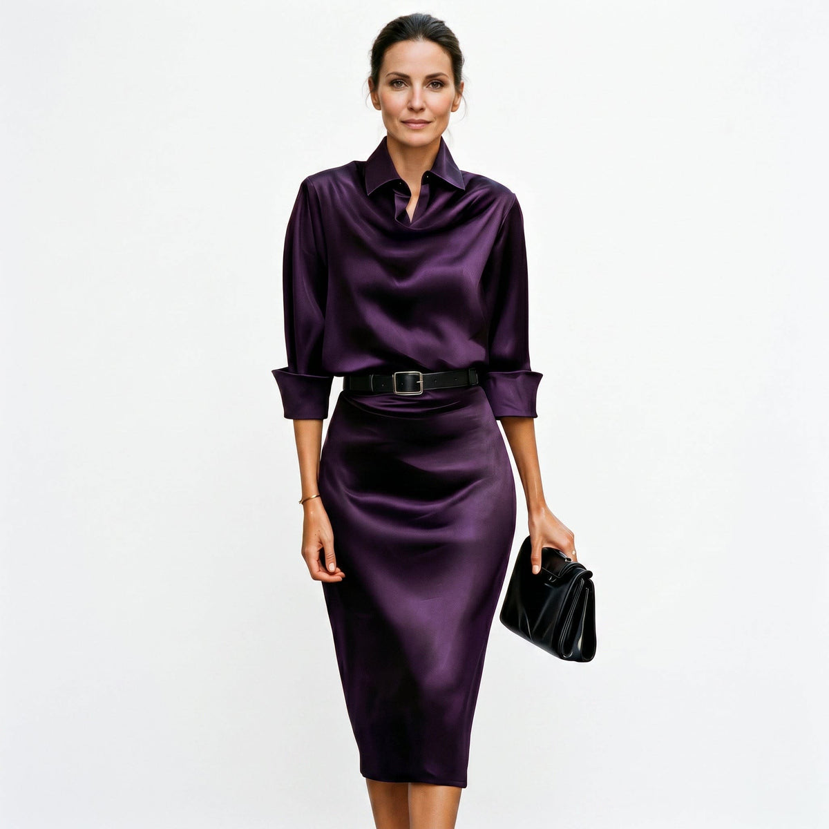 Charis Satin Cocktail Midi Dress