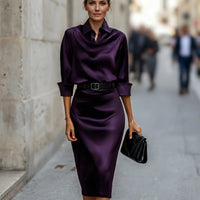 Charis Satin Cocktail Midi Dress