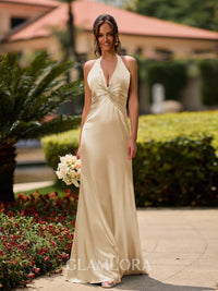 Elowen Halterneck Wedding Guest Maxi Dress with Twist Front