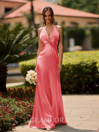 Elowen Halterneck Wedding Guest Maxi Dress with Twist Front