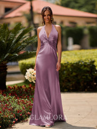 Elowen Halterneck Wedding Guest Maxi Dress with Twist Front