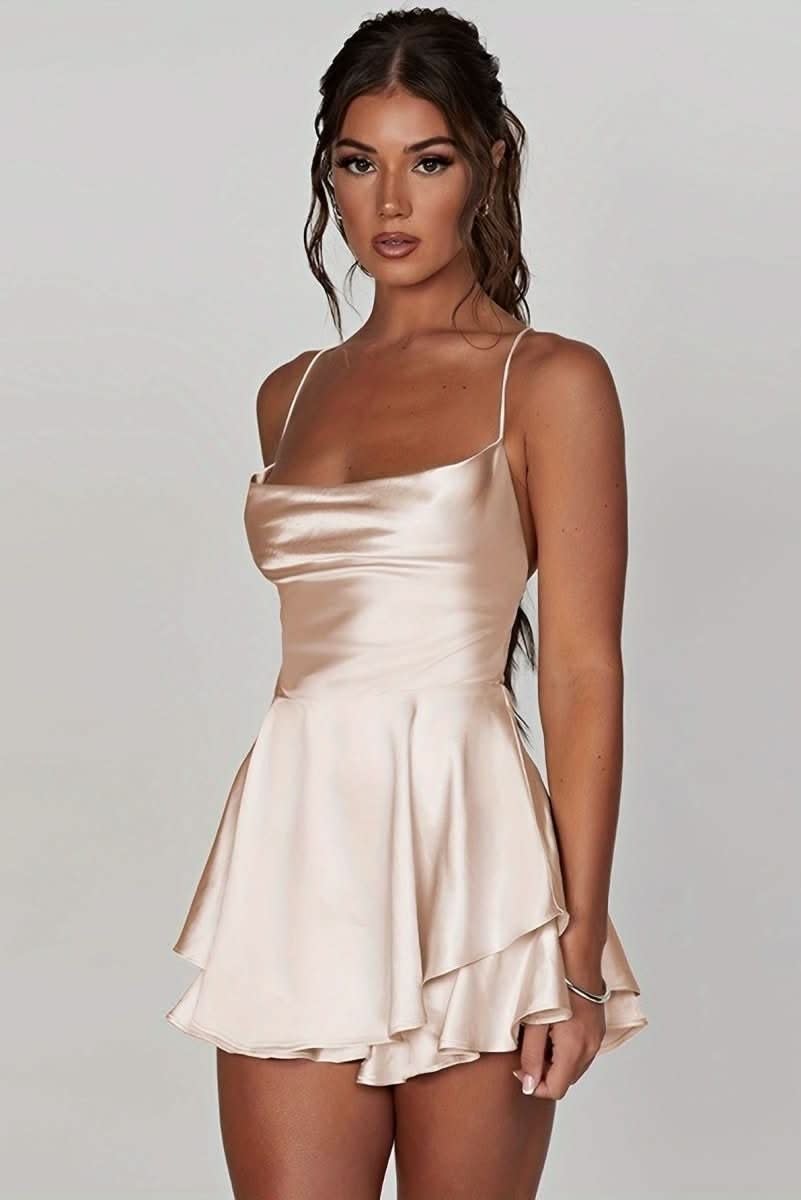 Daphne Pemberton Satin Ruched Ruffle Homecoming Dress_4