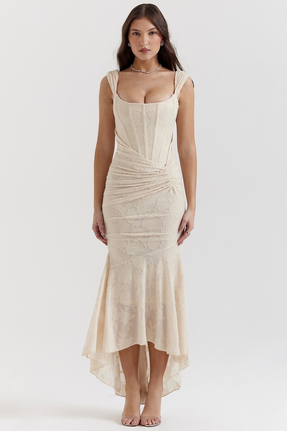 Odessa Lace Corset Wedding Guest Maxi Dress