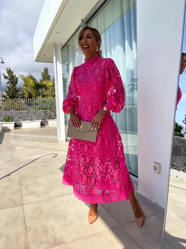 Karenza Lace Puff Sleeve Wedding Guest Midi Dress_3