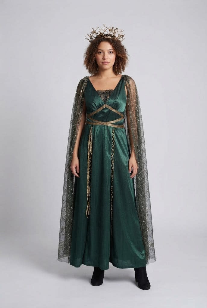 Sybil Caped Medieval Queen Costume Dress_1