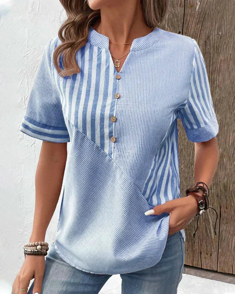 Veronica Hayes Striped Relaxed Breathable Blouse