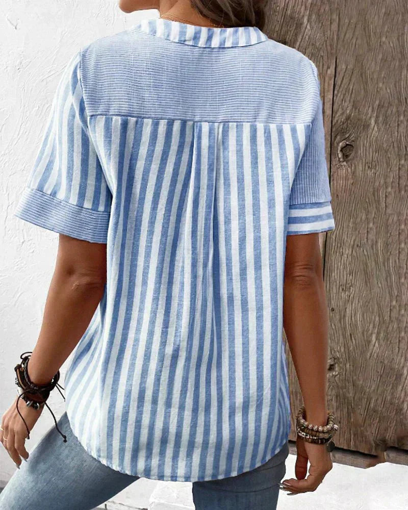 Veronica Hayes Striped Relaxed Breathable Blouse