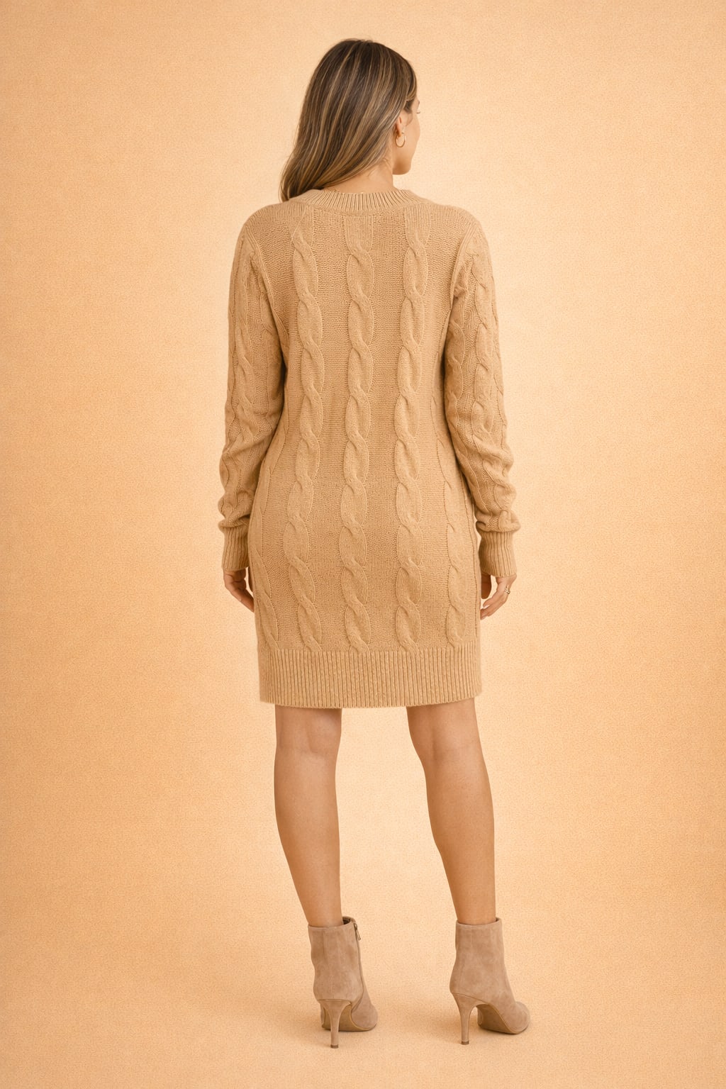 Nerissa Cable Knit Long Sleeve Sweater Dress For Fall