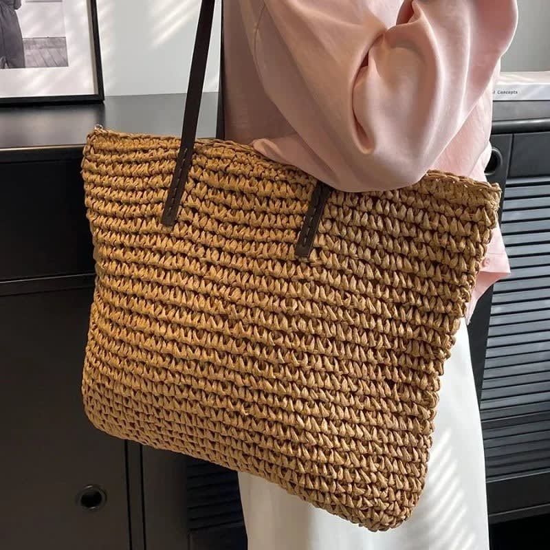 Edna Woven Straw Beach Tote Bag_5