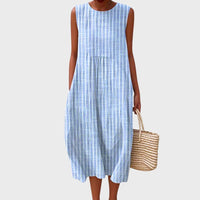 Milla Gingham Colorblock Sleeveless Midi Dress