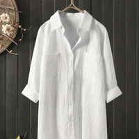 Samantha Myers Button-Down Long Sleeve Collared Blouse Relaxed Fit