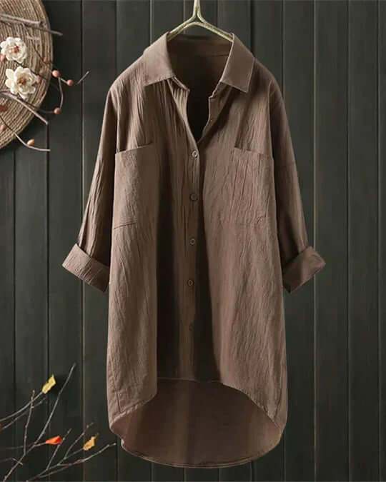 Samantha Myers Button-Down Long Sleeve Collared Blouse Relaxed Fit