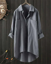 Samantha Myers Button-Down Long Sleeve Collared Blouse Relaxed Fit