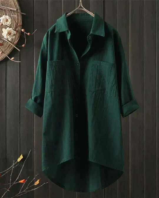 Samantha Myers Button-Down Long Sleeve Collared Blouse Relaxed Fit