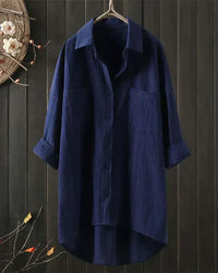 Samantha Myers Button-Down Long Sleeve Collared Blouse Relaxed Fit