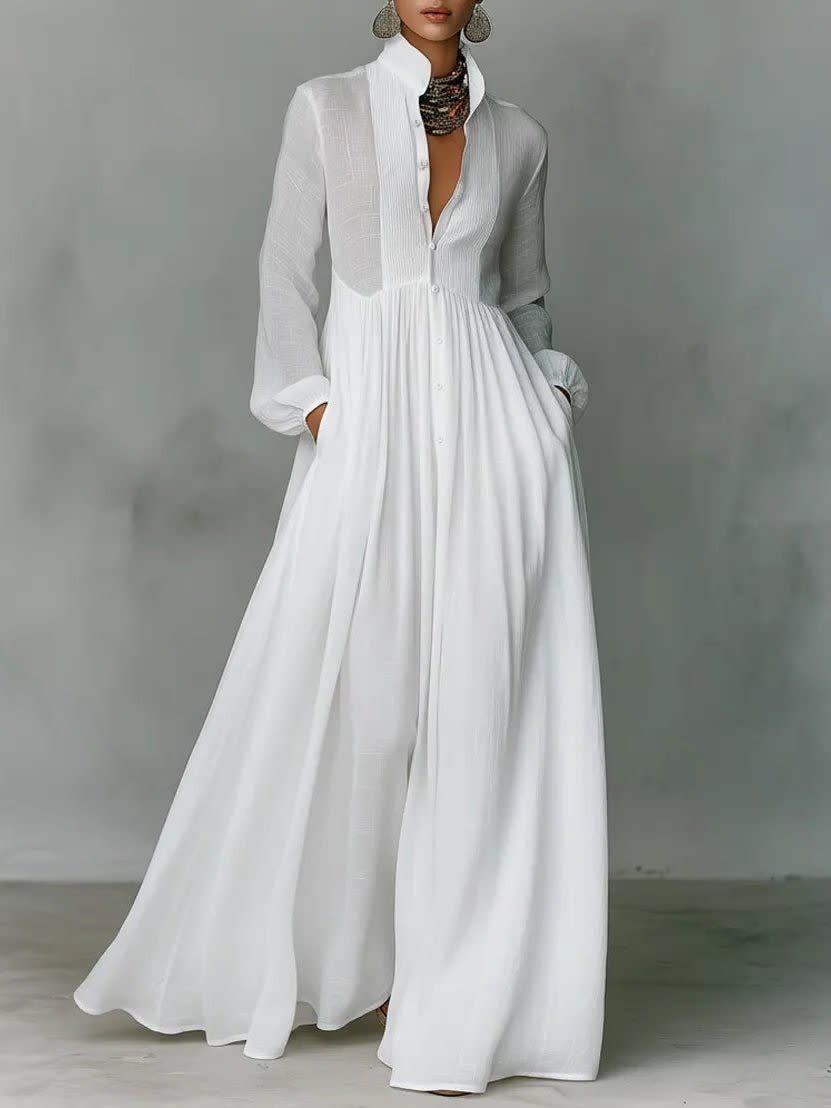 Aderyn Linen Blend Maxi Shirt Dress
