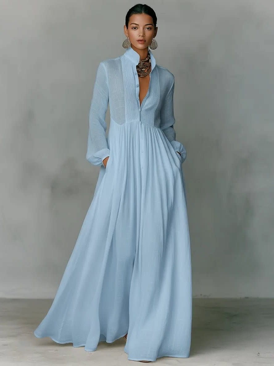 Aderyn Linen Blend Maxi Shirt Dress