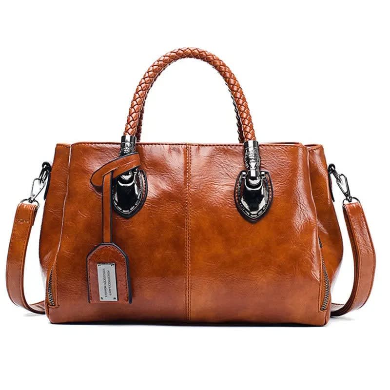 Elaine Faux Leather Braided Handle Shoulder Bag_1
