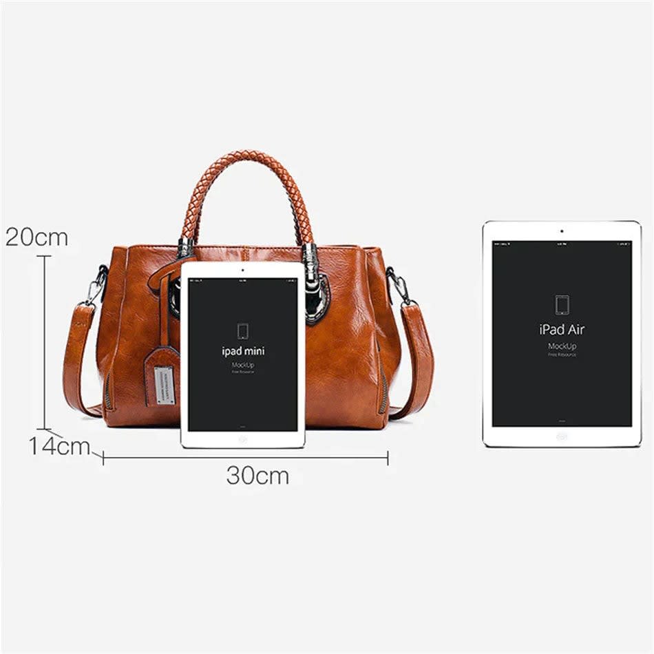 Elaine Faux Leather Braided Handle Shoulder Bag_2