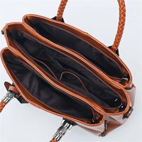 Elaine Faux Leather Braided Handle Shoulder Bag