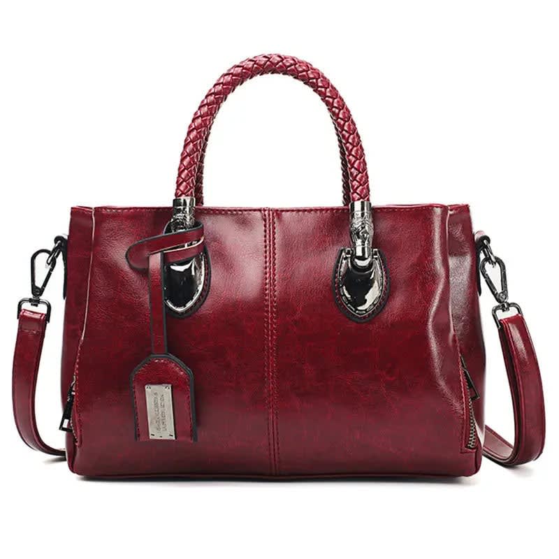 Elaine Faux Leather Braided Handle Shoulder Bag_5
