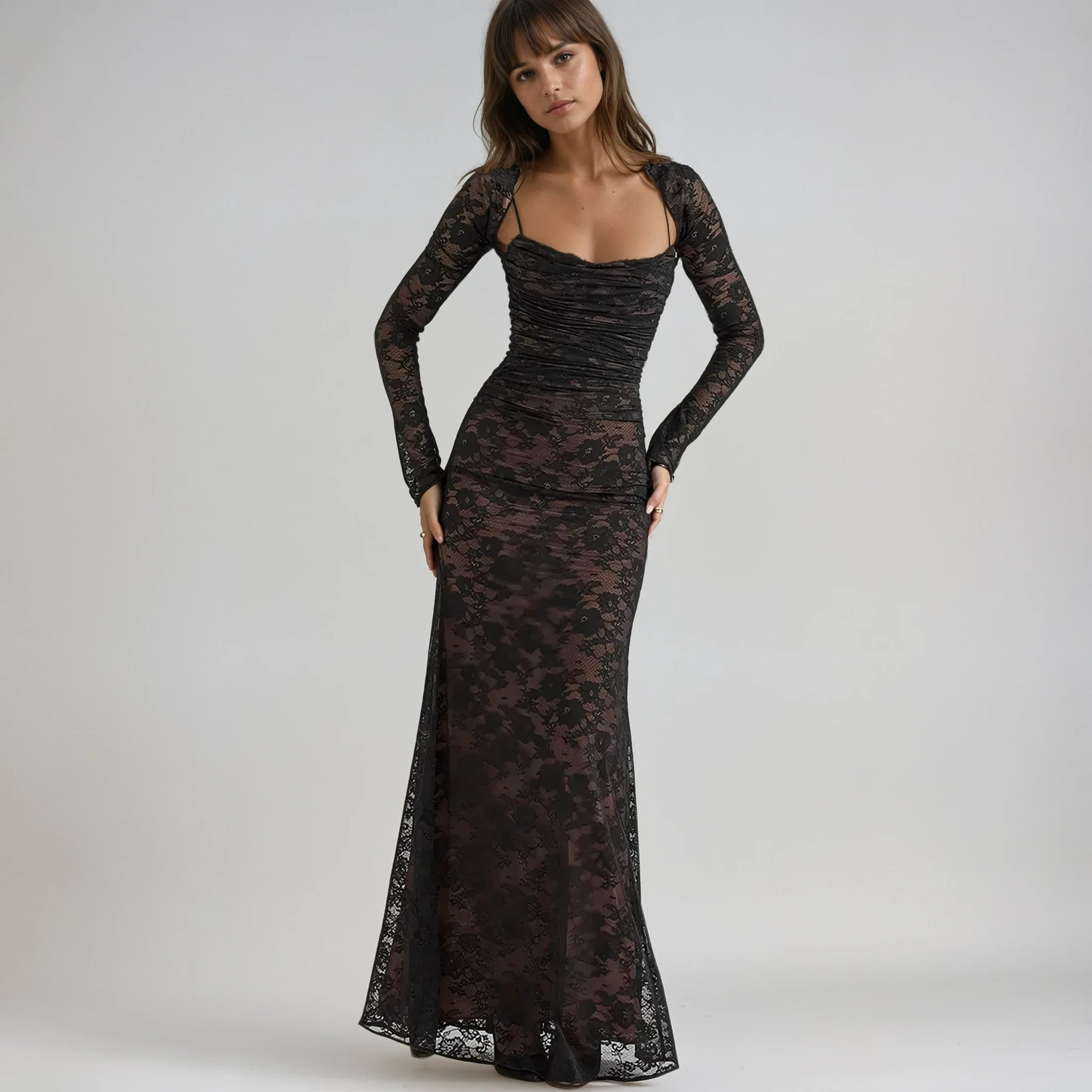 Phaedra Long Sleeve Lace Maxi Dress