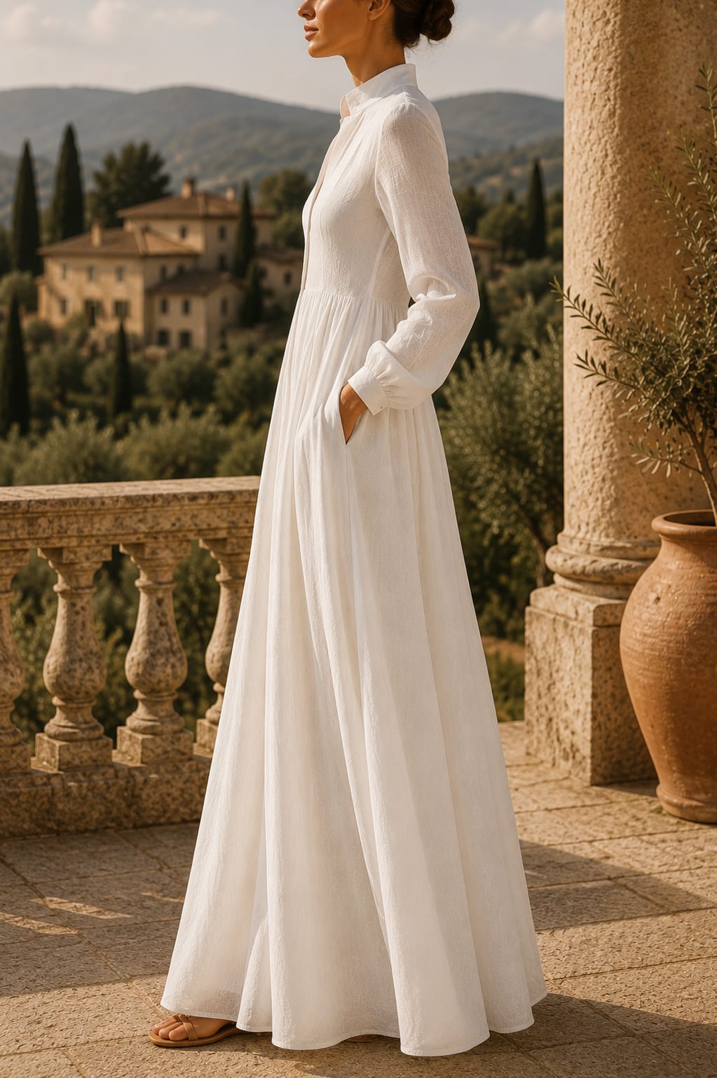 Virginia Long Sleeve A-Line Maxi Shirt Dress_2