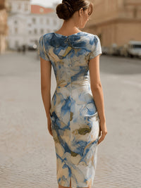 Mariella Draped Cowl Neck Midi Summer Dress