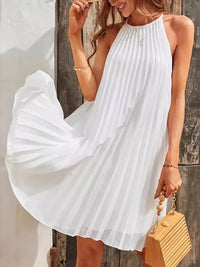 Despina Pleated Halter Summer Mini Dress