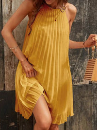 Despina Pleated Halter Summer Mini Dress