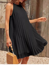 Despina Pleated Halter Summer Mini Dress