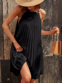 Despina Pleated Halter Summer Mini Dress