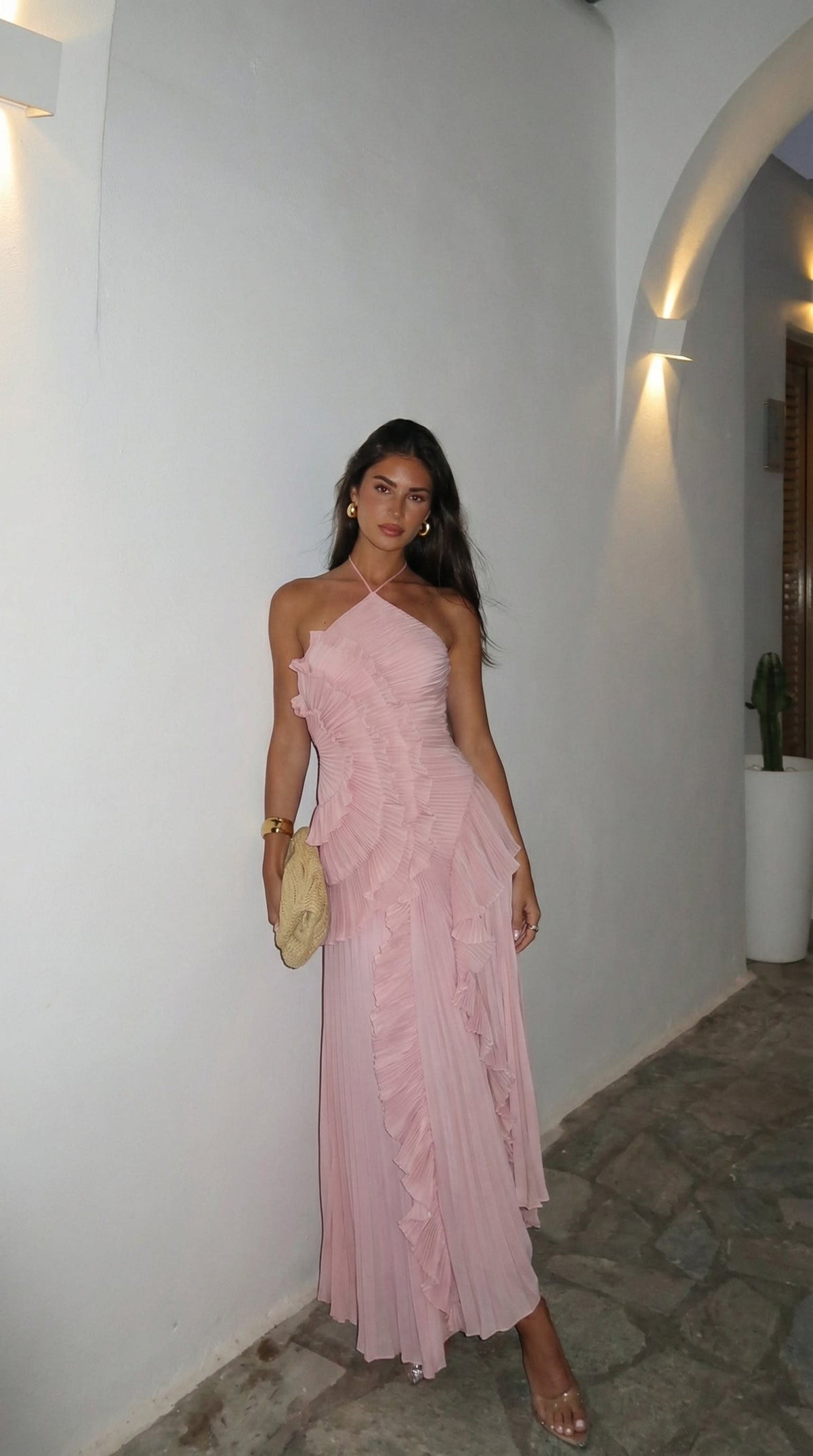 Eloise Halter Neck Pleated Maxi Dress