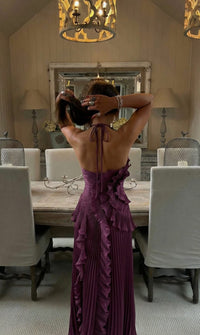 Eloise Halter Neck Pleated Maxi Dress