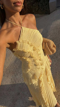 Eloise Halter Neck Pleated Maxi Dress