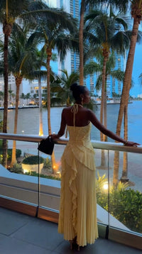 Eloise Halter Neck Pleated Maxi Dress