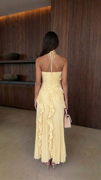 Eloise Halter Neck Pleated Maxi Dress